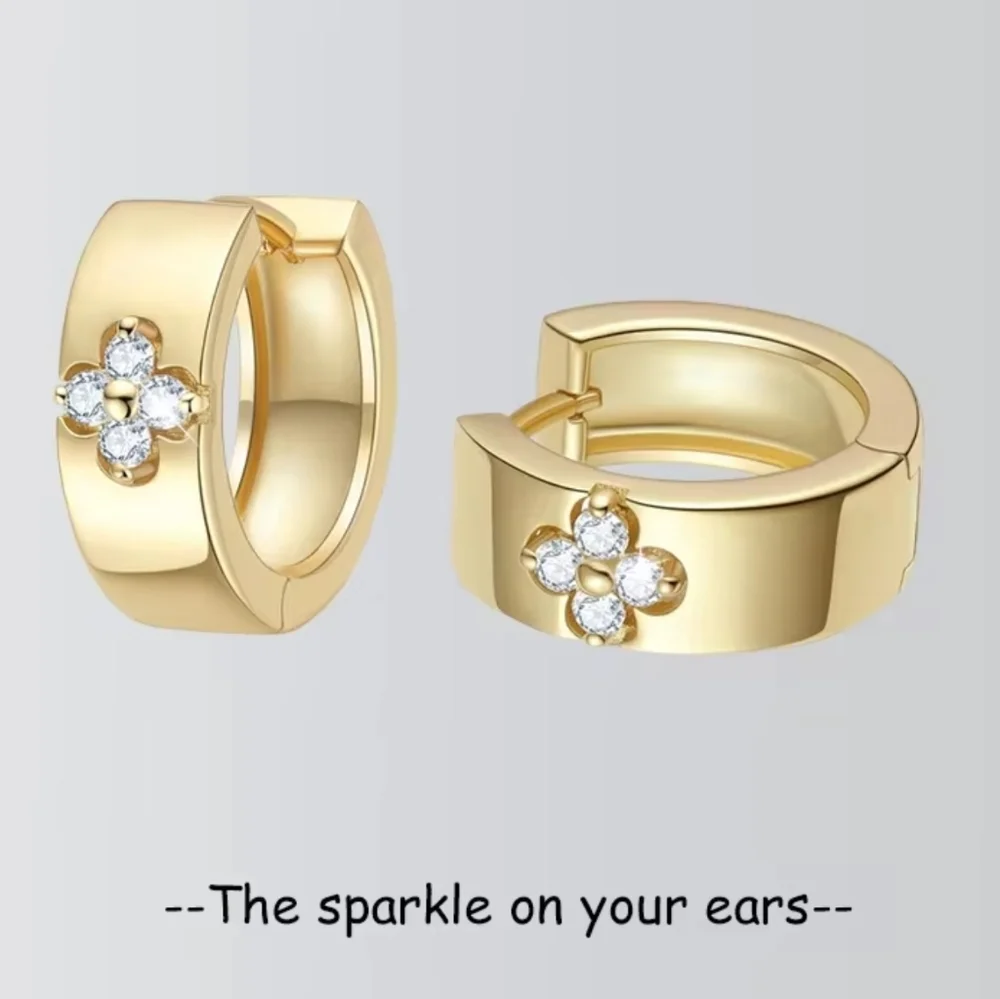 Gold Floral Studded Earrings - Picture 4 of 5
